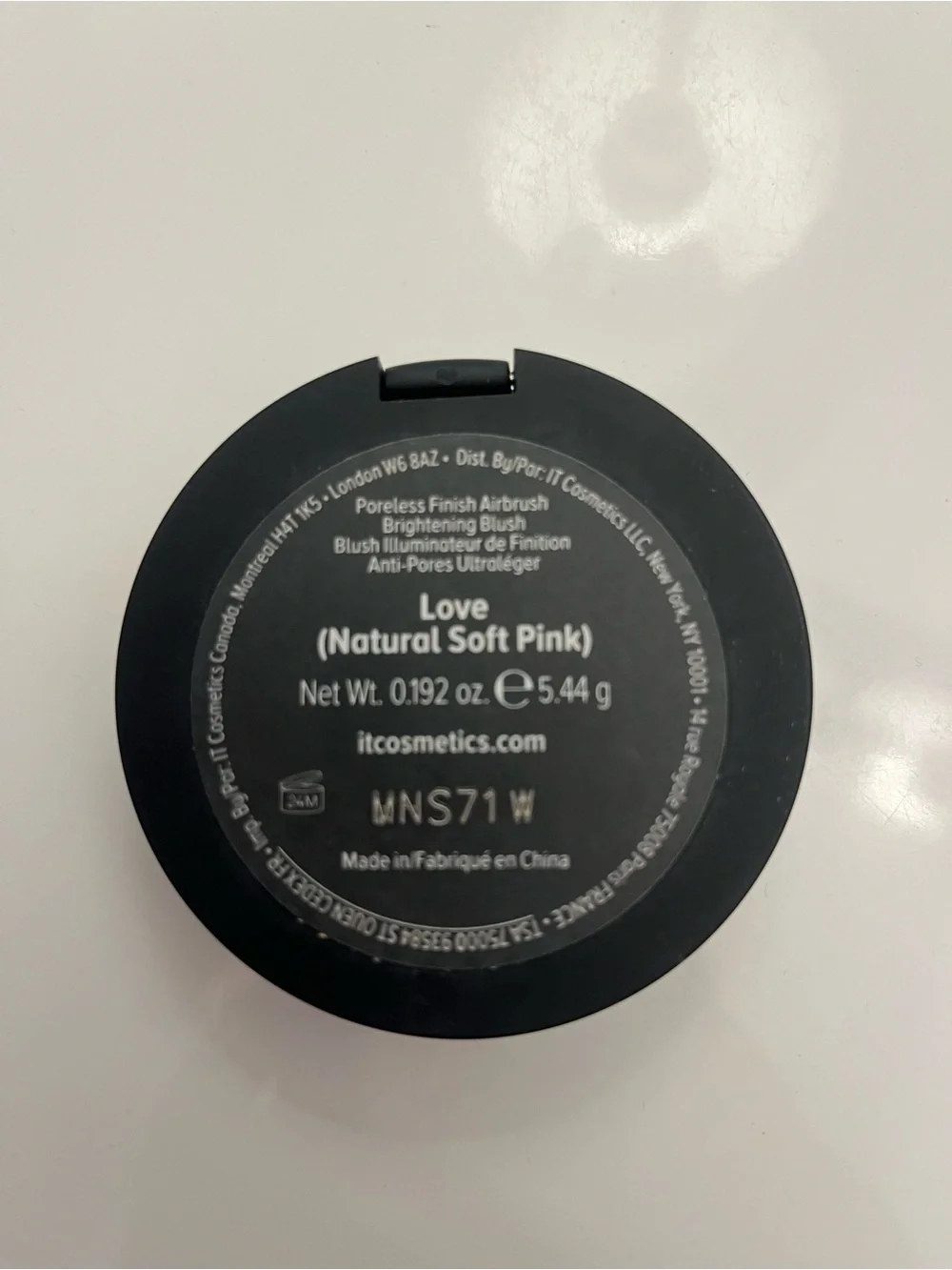 IT Cosmetics Bye Bye Pores Blush -  Compact shade LOVE- used once with brush